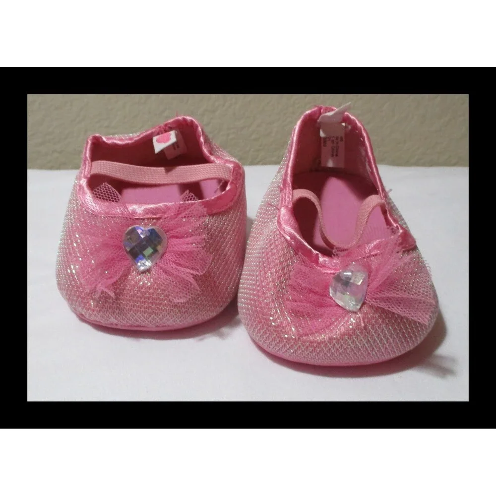 Build A Bear Workshop Pink Sparkle Heels with Tulle & Rhinestone